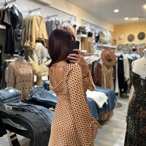 Cowl Neck Long Sleeve Mini Satin Dress - Picture 3 of 6